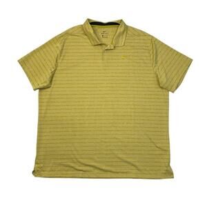Nike Polo Shirt Mens 2XL Banana Papaya Yellow Dri Fit Vapor Stripe Golf